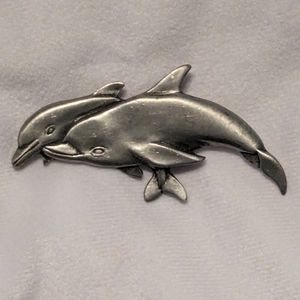 Lindsay Claire Pewter Dolphin Brooch
